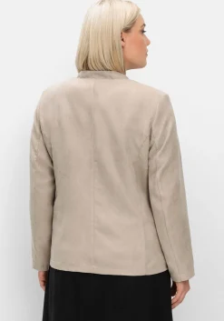 Kurzjacke in Velourslederoptik, mit Stehkragen