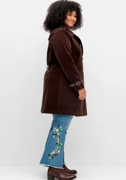 Kurzmantel in Samtoptik, mit 2-reihiger Knopfleiste