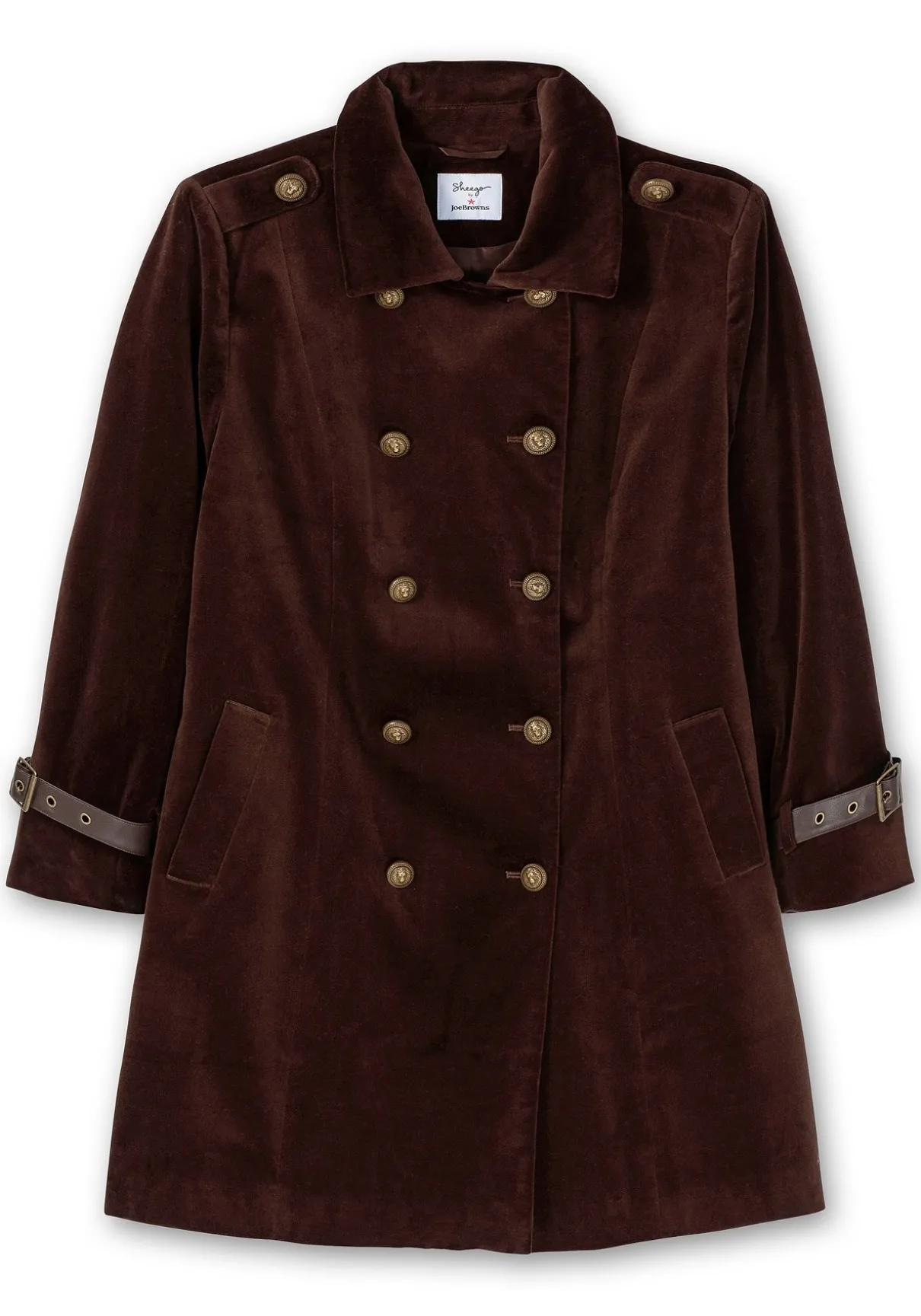 Kurzmantel in Samtoptik, mit 2-reihiger Knopfleiste