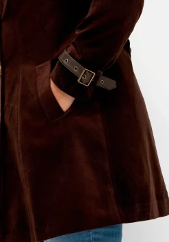 Kurzmantel in Samtoptik, mit 2-reihiger Knopfleiste