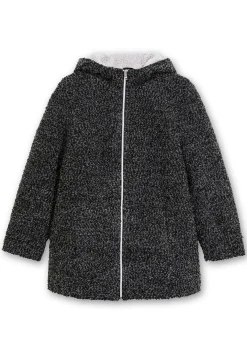 Kurzmantel in Wolloptik, mit gefütterter Kapuze