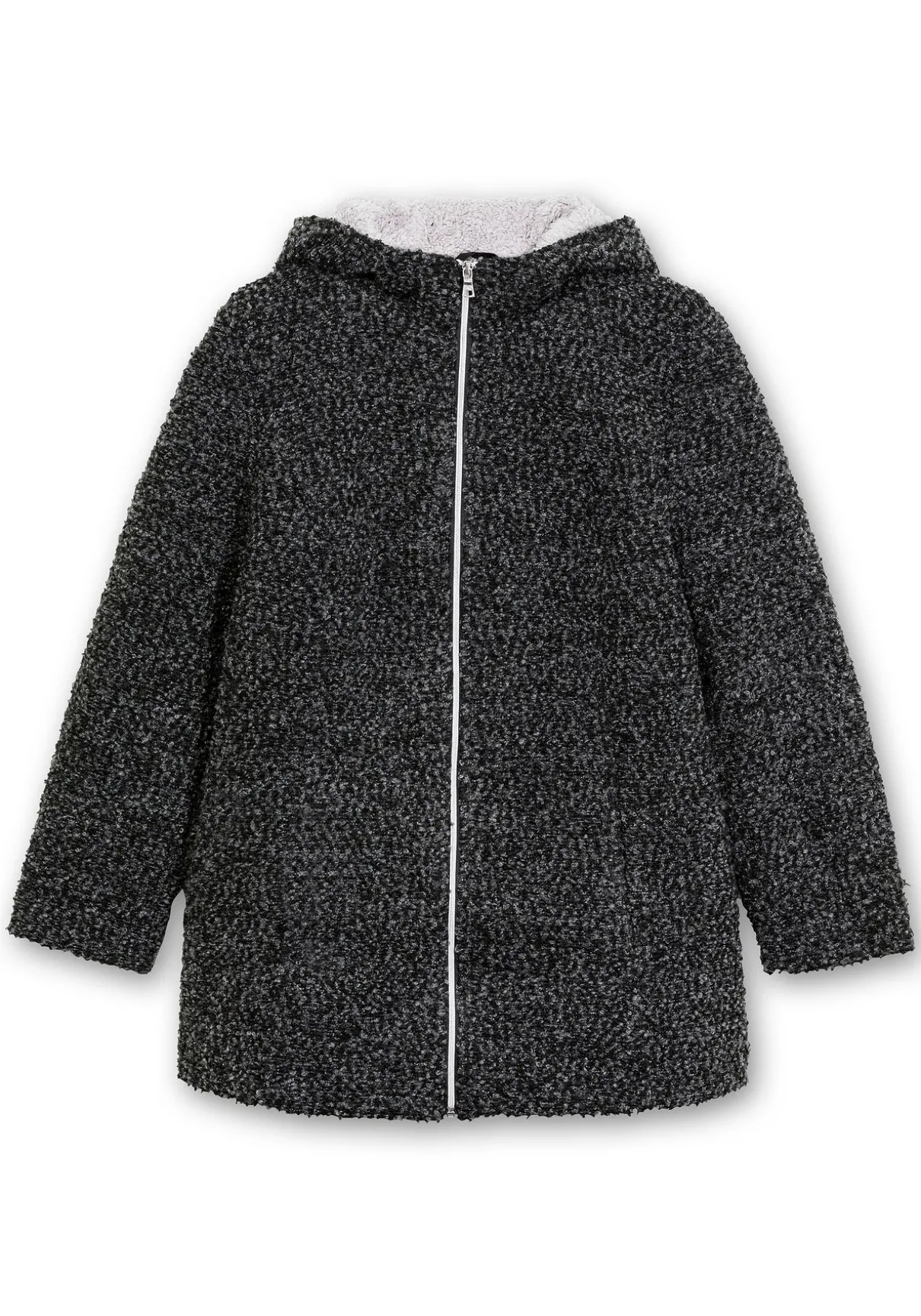 Kurzmantel in Wolloptik, mit gefütterter Kapuze