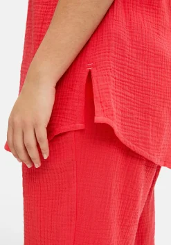 Kurzärmlige Hemdbluse aus Musselin