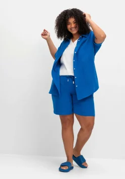 Kurzärmlige Hemdbluse aus Musselin