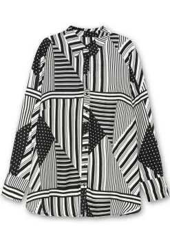 Langarmbluse im Mustermix mit Hemdkragen