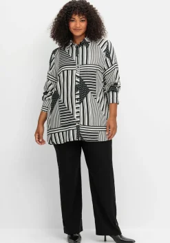 Langarmbluse im Mustermix mit Hemdkragen