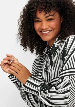 Langarmbluse im Mustermix mit Hemdkragen