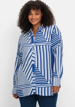 Langarmbluse im Mustermix mit Hemdkragen