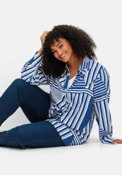 Langarmbluse im Mustermix mit Hemdkragen