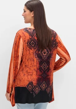 Langarmshirt im Ethno-Stil, mit Zipfelsaum