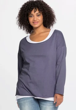 Langarmshirt im Layeringlook, mit Rollkanten