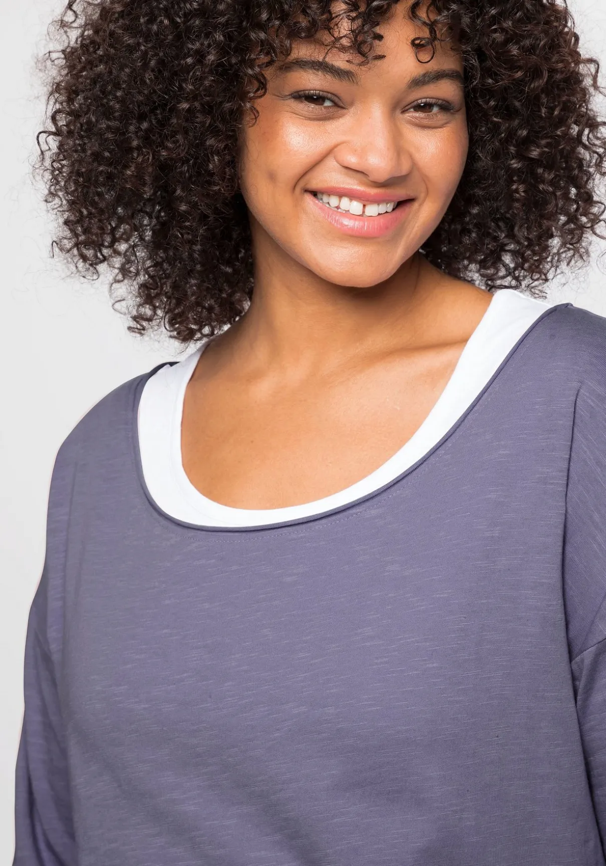 Langarmshirt im Layeringlook, mit Rollkanten