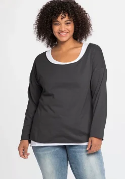 Langarmshirt im Layeringlook, mit Rollkanten