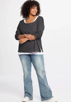 Langarmshirt im Layeringlook, mit Rollkanten