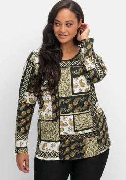 Langarmshirt im Patchwork-Mustermix