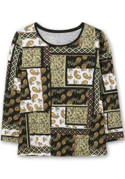Langarmshirt im Patchwork-Mustermix