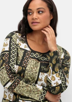 Langarmshirt im Patchwork-Mustermix