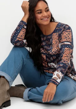 Langarmshirt im Patchwork-Mustermix