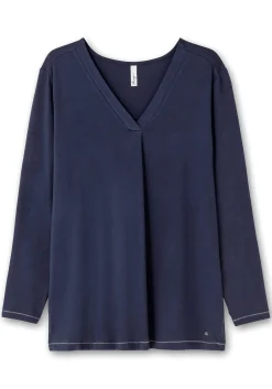 Langarmshirt in A-Linie, mit Falte vorn und Effektgarn