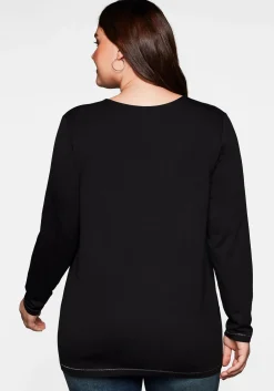 Langarmshirt in A-Linie, mit Falte vorn und Effektgarn