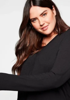 Langarmshirt in A-Linie, mit Falte vorn und Effektgarn