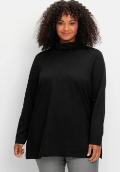 Langarmshirt in leichter A-Linie, mit Rollkragen