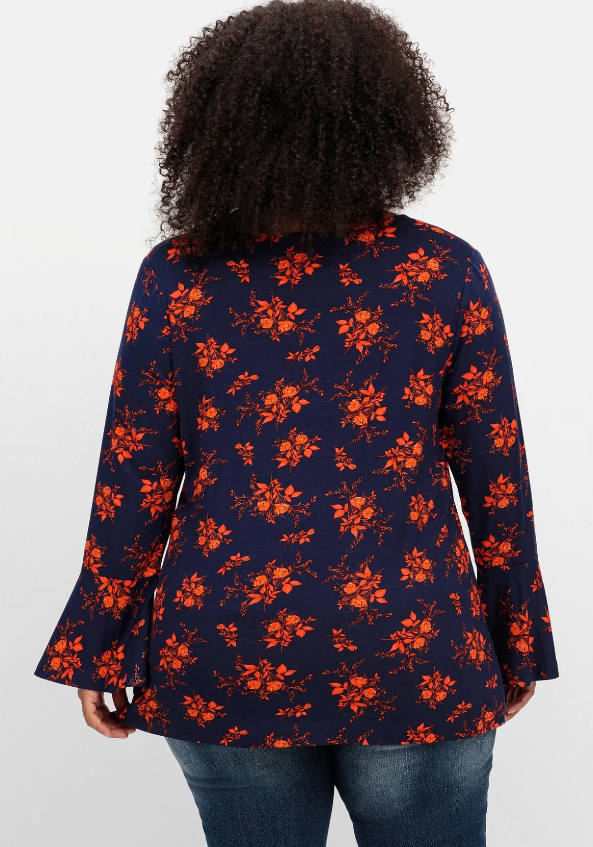 Langarmshirt mit Biesen und Volantärmeln