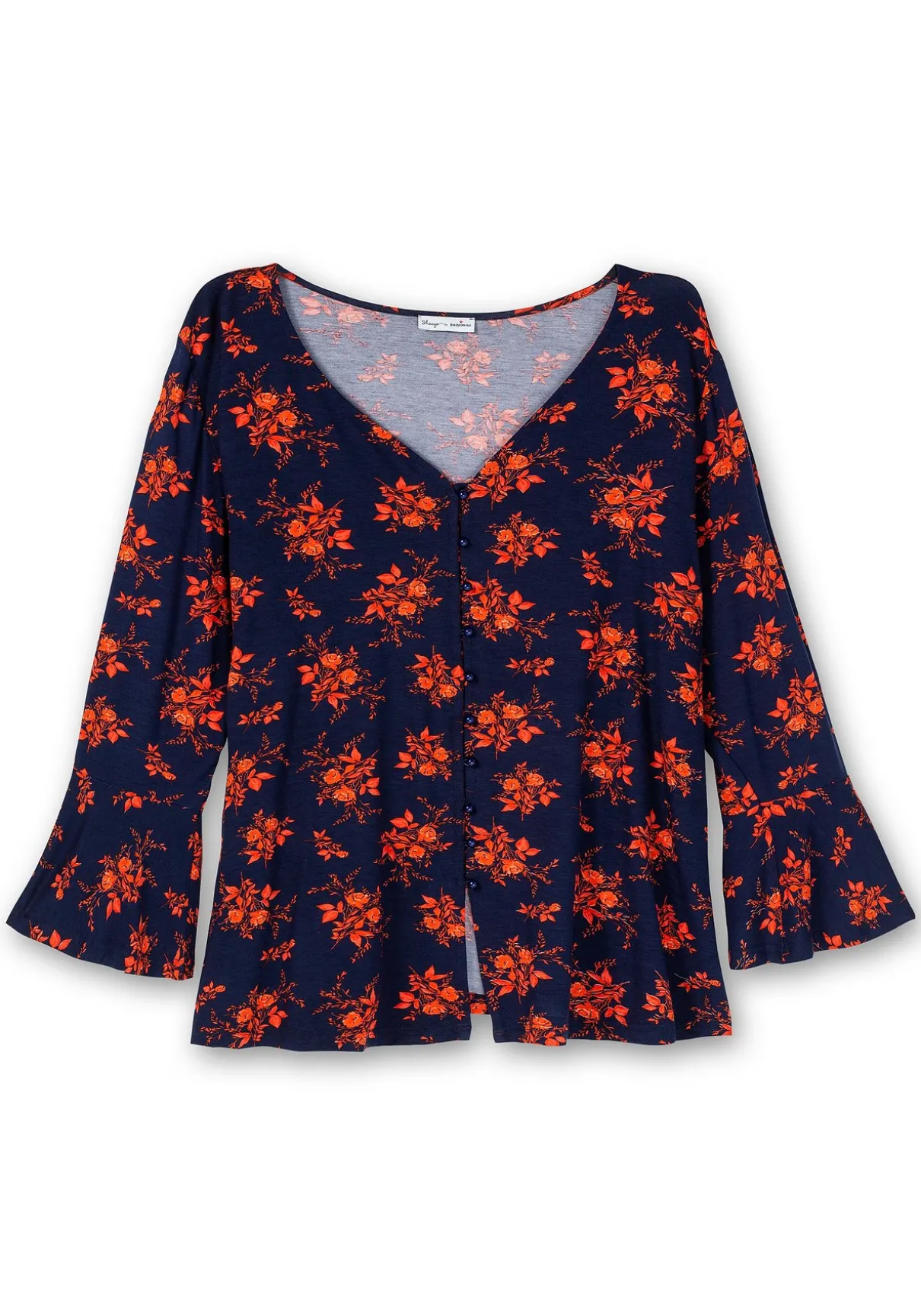 Langarmshirt mit Biesen und Volantärmeln