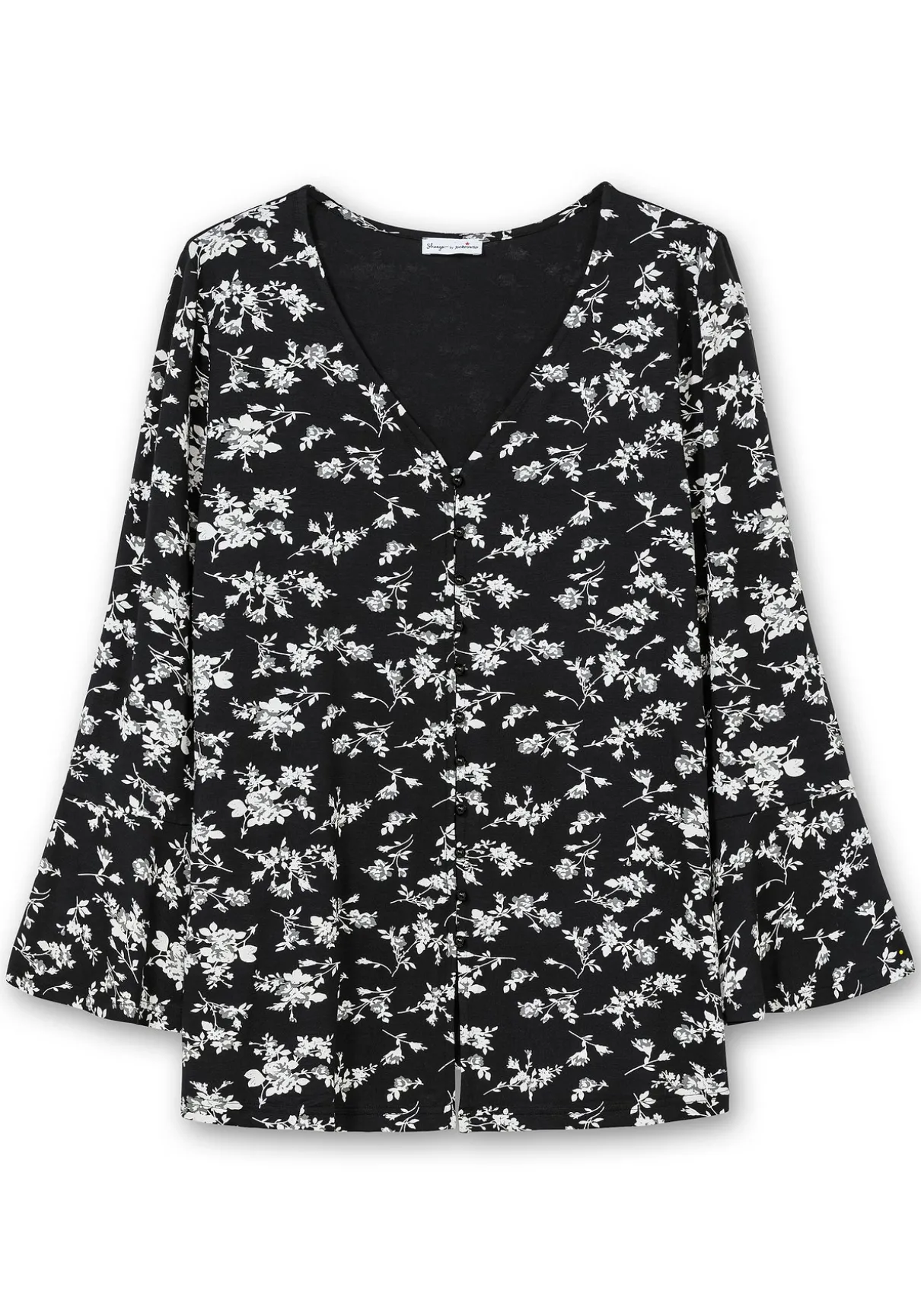 Langarmshirt mit Biesen und Volantärmeln