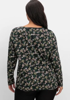 Langarmshirt mit Blümchenprint und Gummizugsaum