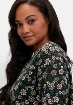 Langarmshirt mit Blümchenprint und Gummizugsaum