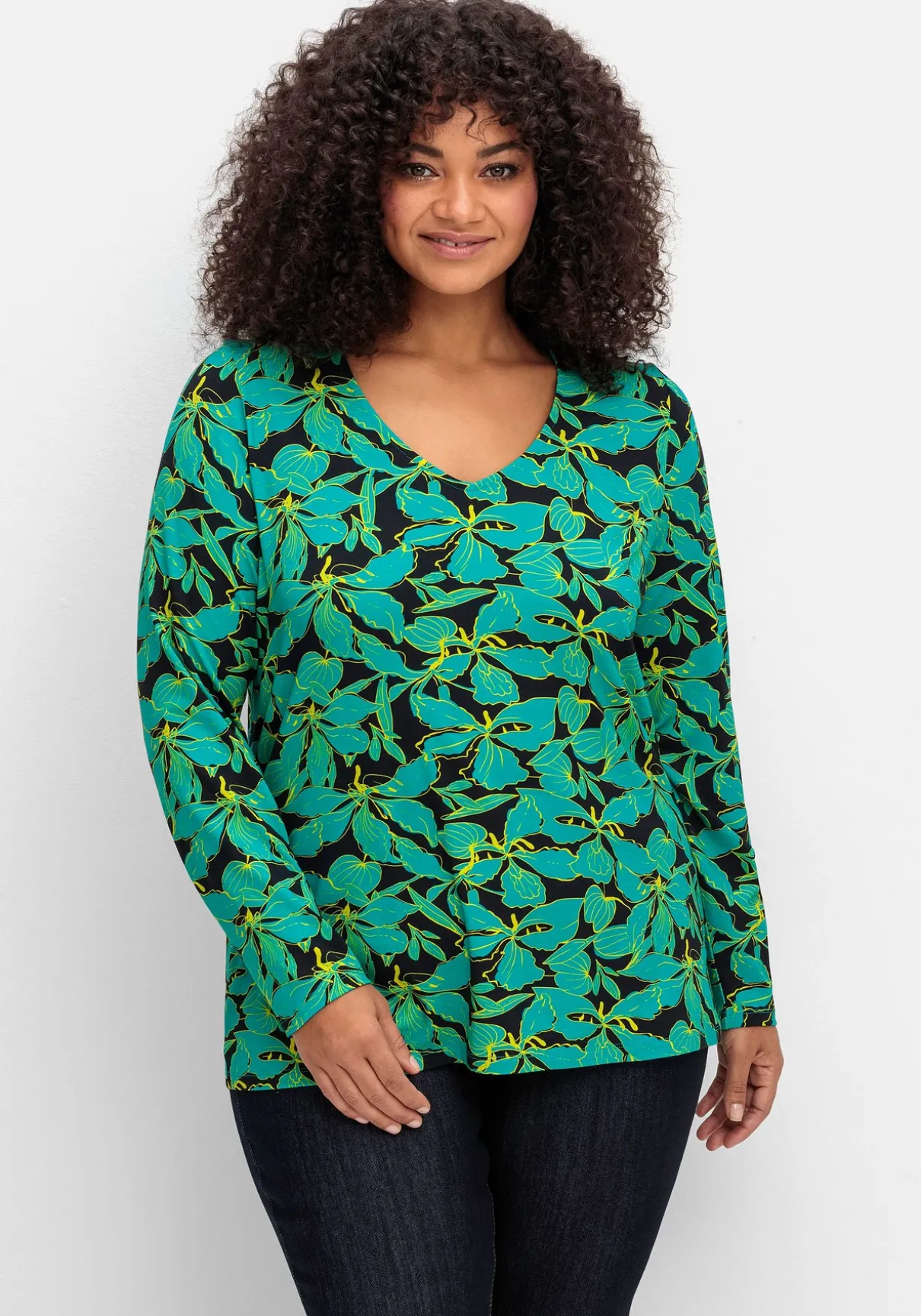 Langarmshirt mit floralem Alloverprint