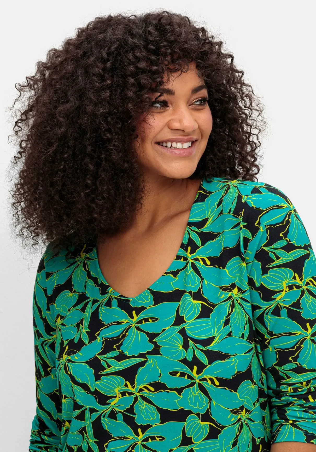 Langarmshirt mit floralem Alloverprint