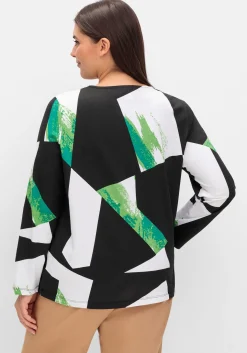 Langarmshirt mit Grafikprint und Krempelfunktion