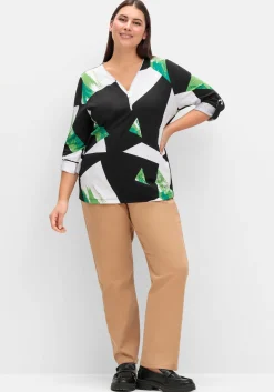 Langarmshirt mit Grafikprint und Krempelfunktion