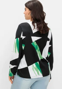 Langarmshirt mit Grafikprint und Reißverschluss