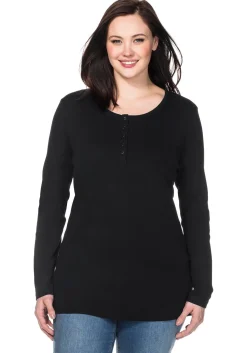 Langarmshirt mit Knopfleiste