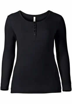 Langarmshirt mit Knopfleiste