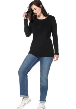 Langarmshirt mit Knopfleiste