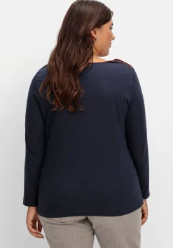 Langarmshirt mit Kontrastpaspeln