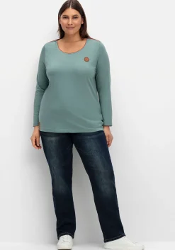 Langarmshirt mit Kontrastpaspeln