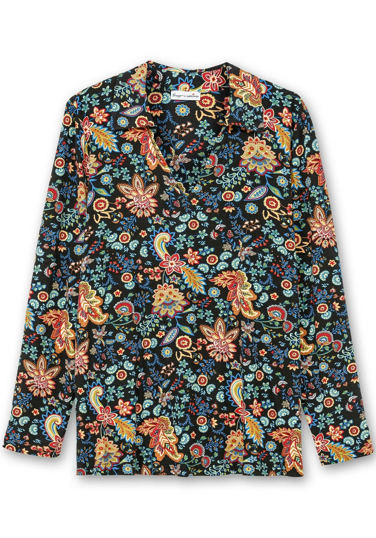Langarmshirt mit Paisleyprint und Polokragen