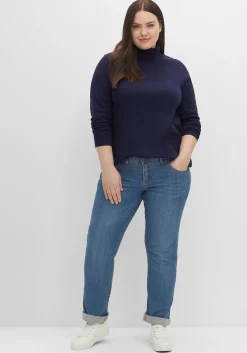 Langarmshirt mit Rollkragen, in A-Linie