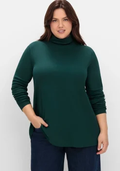 Langarmshirt mit Rollkragen, in A-Linie