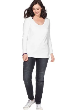 Langarmshirt mit Rundhalsausschnitt, in Rippqualität