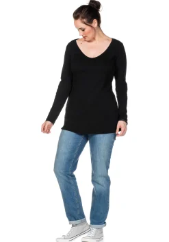 Langarmshirt mit Rundhalsausschnitt, in Rippqualität