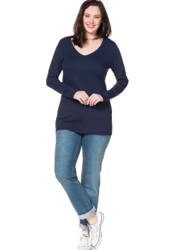 Langarmshirt mit Rundhalsausschnitt, in Rippqualität