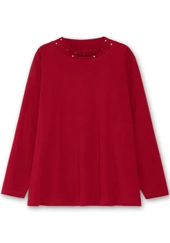 Langarmshirt mit Stehkragen und Glitzerdetails