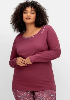 Langarmshirt mit Stickerei und Zierbändern hinten