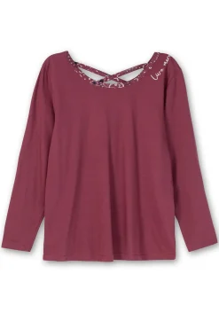 Langarmshirt mit Stickerei und Zierbändern hinten